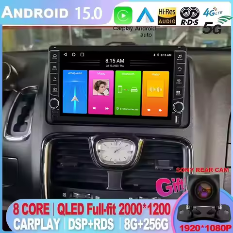 Android 15 Car Radio For Chrysler Grand Voyager 5 2011 - 2015 For Dodge Grand Caravan 2008-2020 Multimedia Player GPS 360 Camera