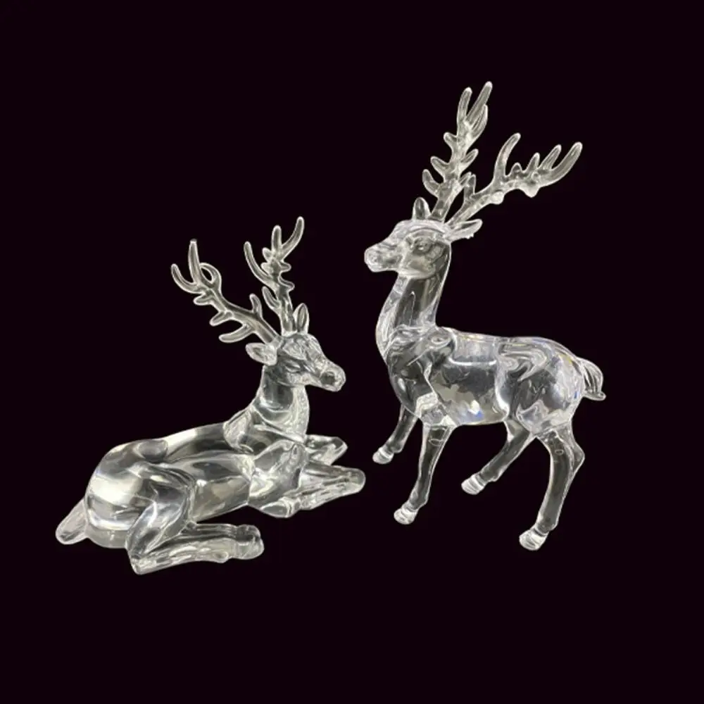 Creative Acrylic Deer Figurines Desktop Ornament Transparent Elk Reindeer Sculpture Home Decoration Ornaments Birthday Gift