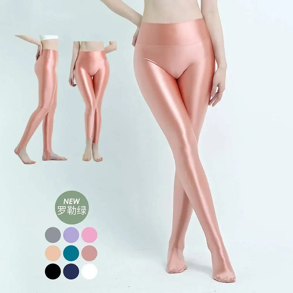 Glossy sexy satin tight pants leggings High waist plus size shiny yoga sport sweatpants trousers