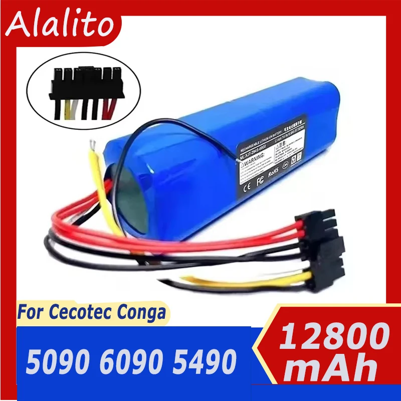 Replacement Battery 14.4V 12800mAh Li-ion Battery for CECOTEC CONGA 5490 5090 6090 Robot Vacuum Cleaner Accessories