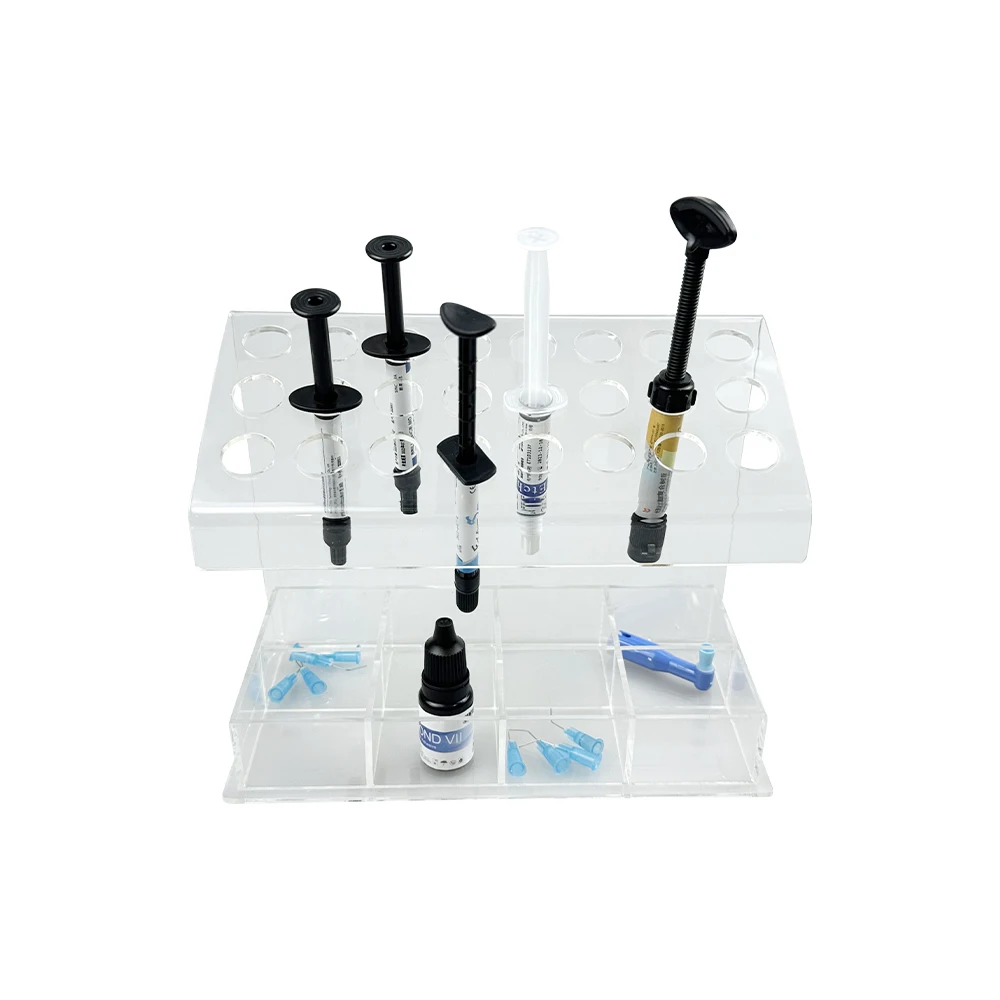 Dental Acrylic Organizer Holder Transparent Resin Composite Syringe Adhesive Applicator Storage Box Dispenser Stand Dentist Tool