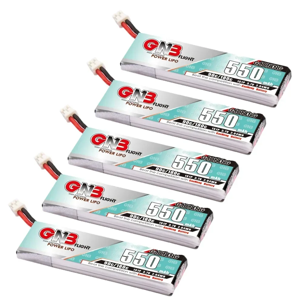 5PCS Gaoneng GNB 550mAh 3.7V 90C/180C LiPo Battery PH2.0 Plug For TINY8X Blade Inductrix FPV+ QX2 120S Beta75S BetaFPV Drone