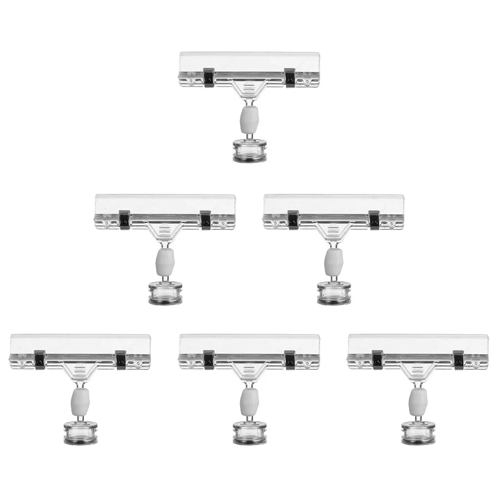 

6Pcs Magnetic Sign Holder Strong Grip Price Tag Clamp for Product Display Label Stand Chalkboard Clips Price Tag Clip