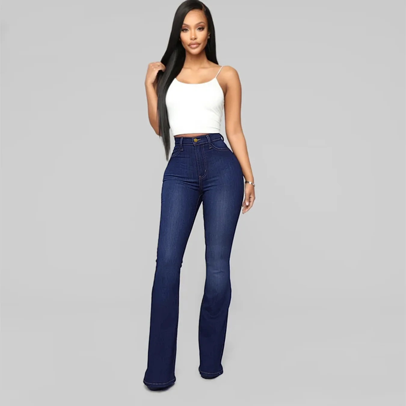 2022 New High Waist Flare Jeans For Women Fashion Slim Stretch Denim Boot Cut Pants Street Casual Trousers S-3XL Drop Shipping