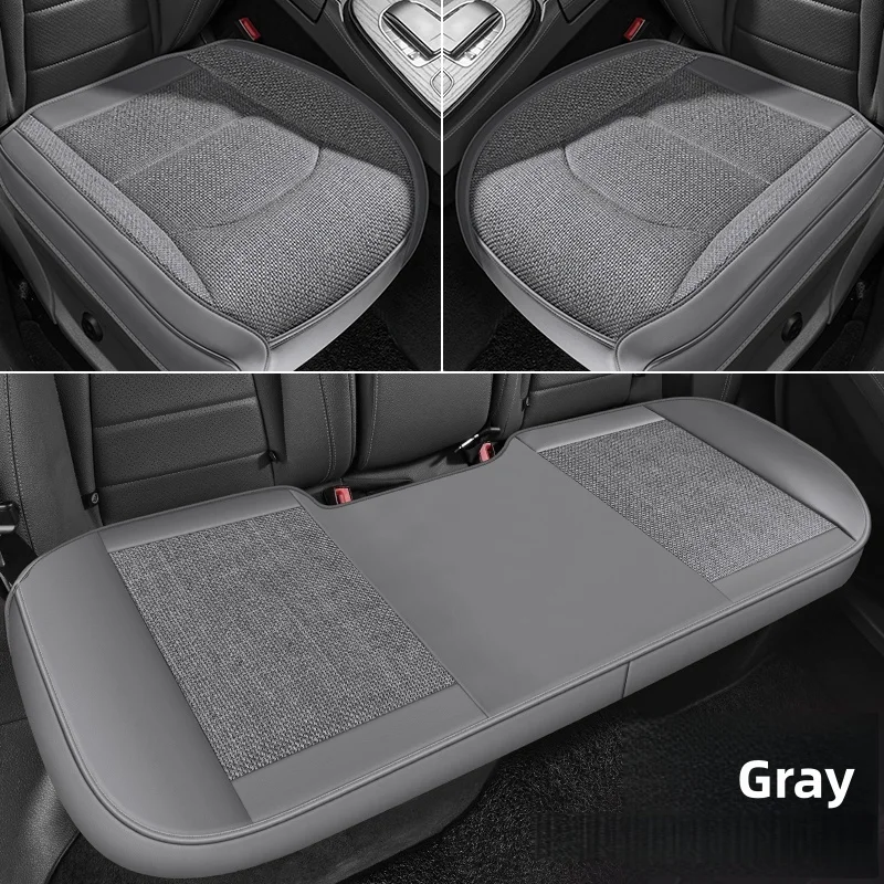 3Pcs Luxury Linen Car Seat Cushions, Universal, Suitable for All Seasons, Comfortable, Breathable, Easy to Care For, Wear-Resistant, Fits the Seat, Fully Surrounds the Seat, Front Storage Pocket Design, Washable, Easy to Maintain, Enhances Driving Experience, Available in Five Colors, Car Seat Cushions