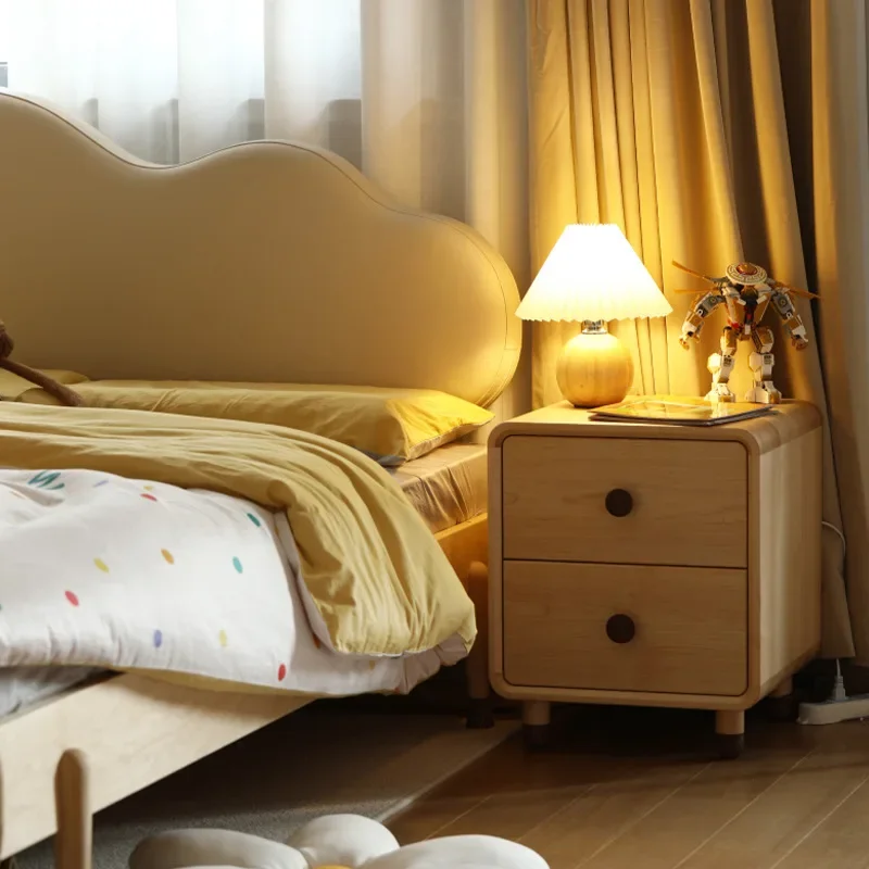 北米の漫画風子供用ベッドサイドテーブル、総無垢材、モダンでシンプルな和風ログ2.5