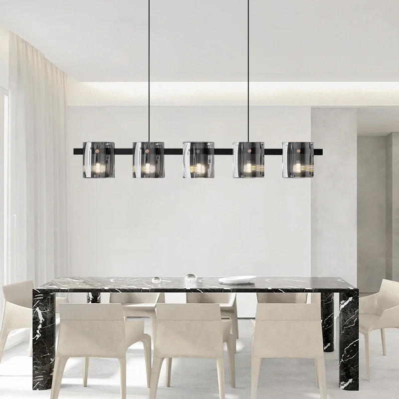 

Modern LED black glass pendant lamp, G9 gloss, suitable for living room and dining room ceiling decoration, dimmable