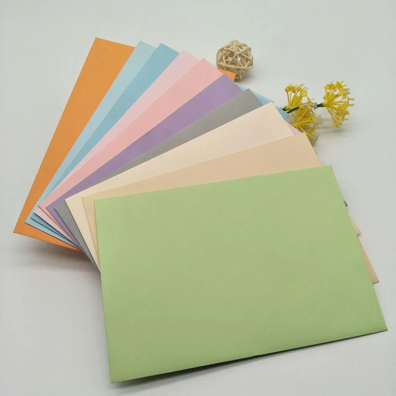 50pcs Color Envelope 130g Paper Small Business Supplies Postcard Giftbox Packaging Invitations Wedding Stationery Storage Bag