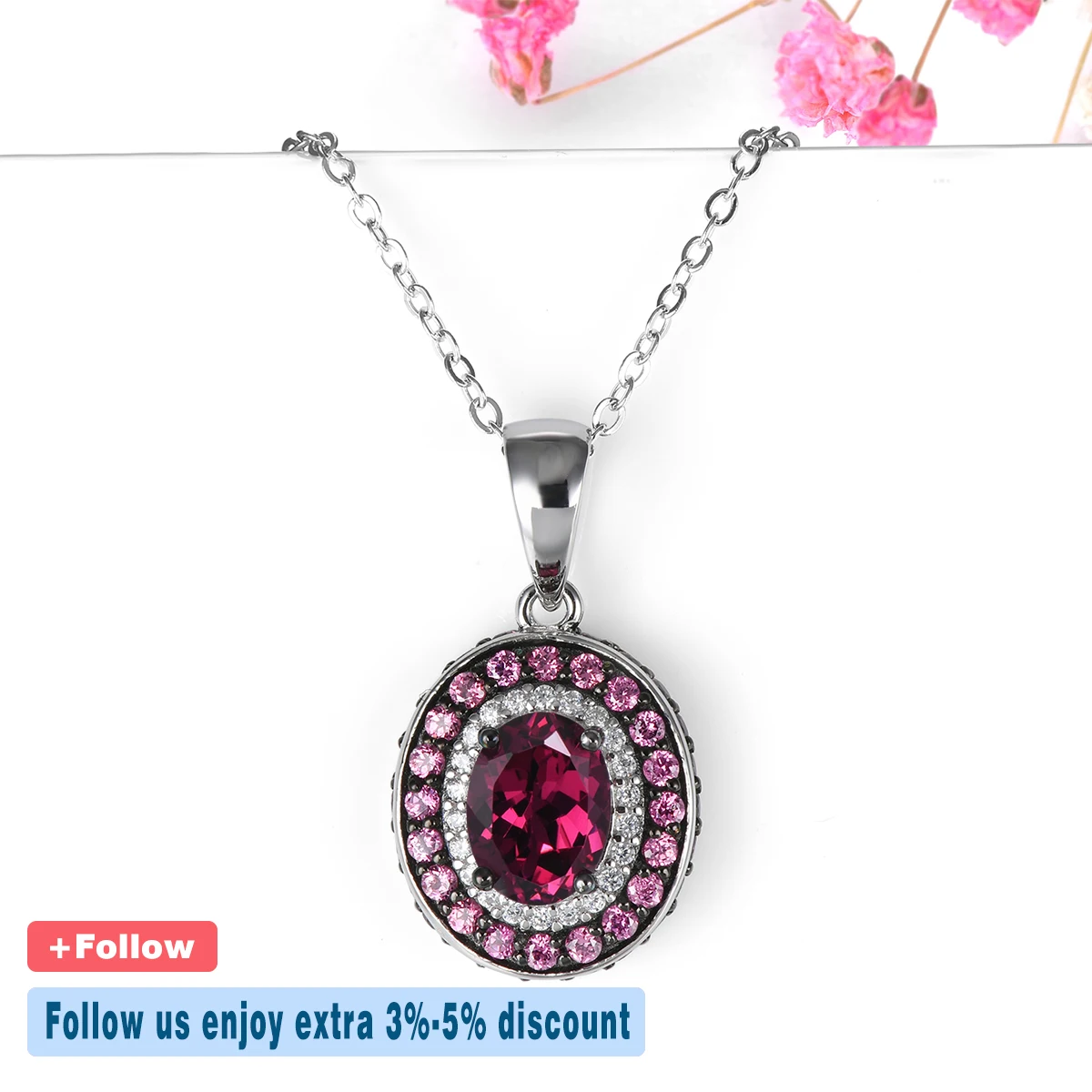 Natural Rhodolite Garnet Solid Sterling Silver Pendants 2.5 Carats Genuine Romantic Garnet Gemstone Elegant Fine Jewelry Styles
