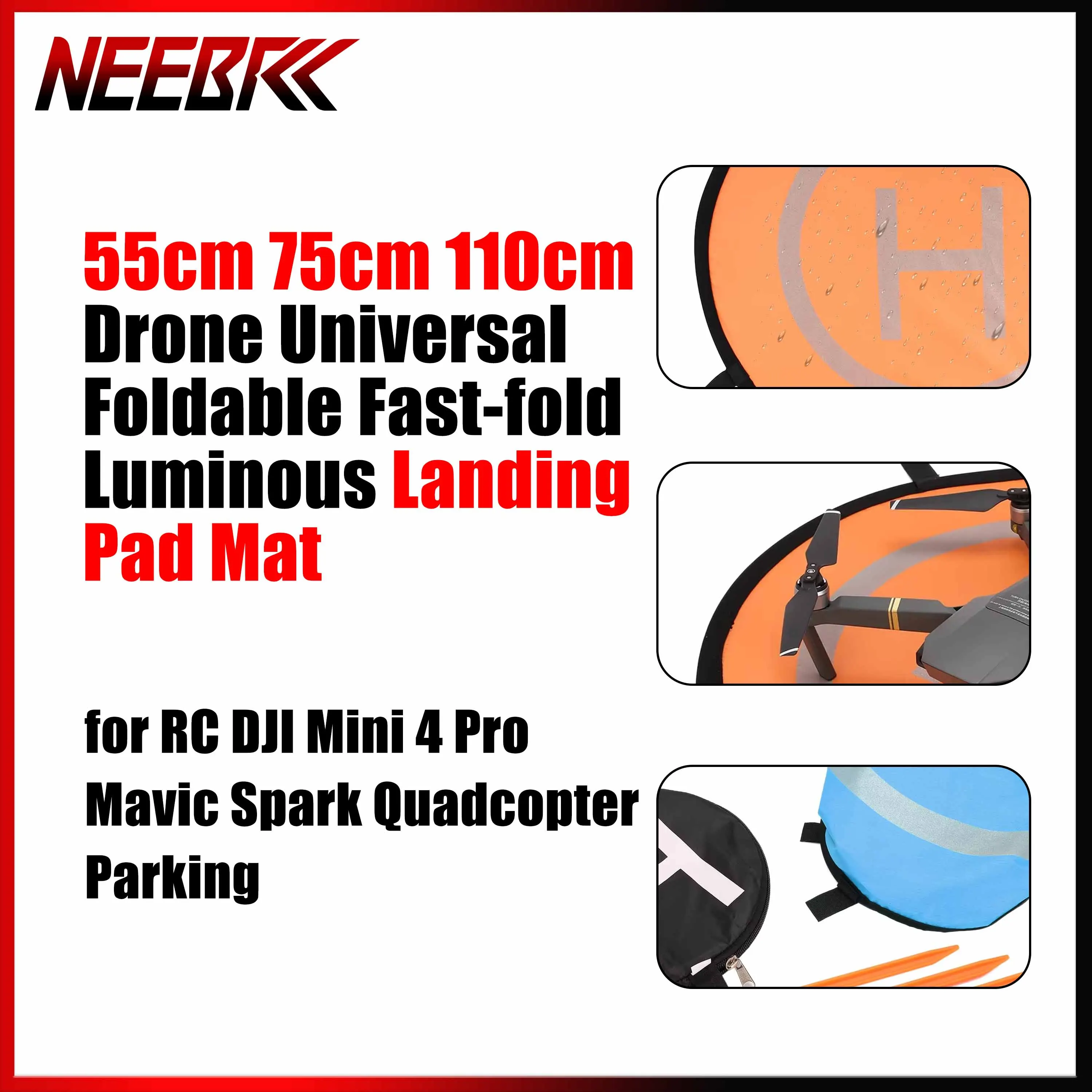 

55cm 75cm 110cm Drone Universal Foldable Fast-fold Luminous Landing Pad Mat for RC DJl Mini 4 Pro Mavic Spark Quadcopter Parking