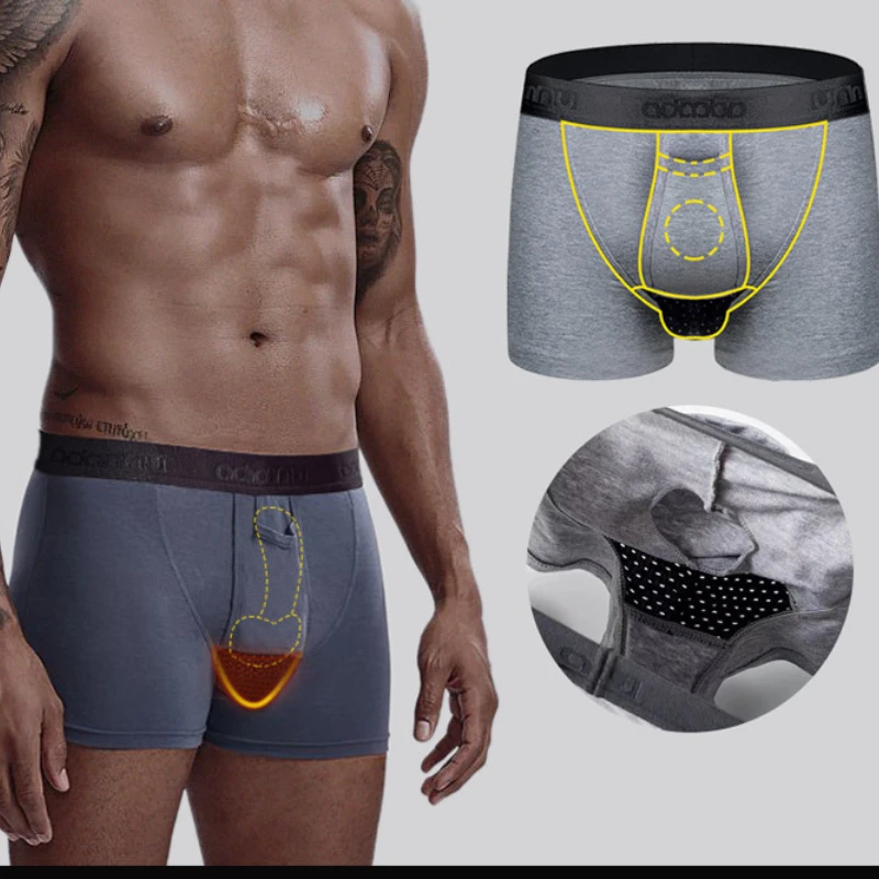 4pcs Men's underwear scrotal pouch function gun bullet separation U convex physiological men's four cornered pants