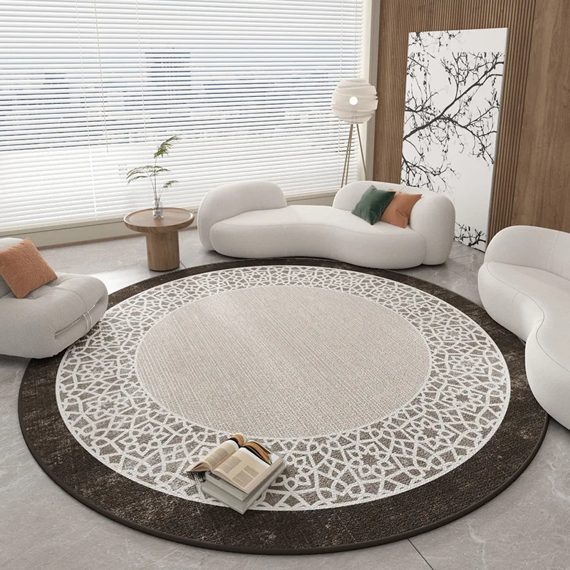 VIKAMA Teppich im Zen-Stil für Wohnzimmer, rund, für Sofa, Couchtisch, Schlafzimmer, Nachttisch, luxuriöser und künstlerischer Stil, Bodenmatte, Heimdekoration