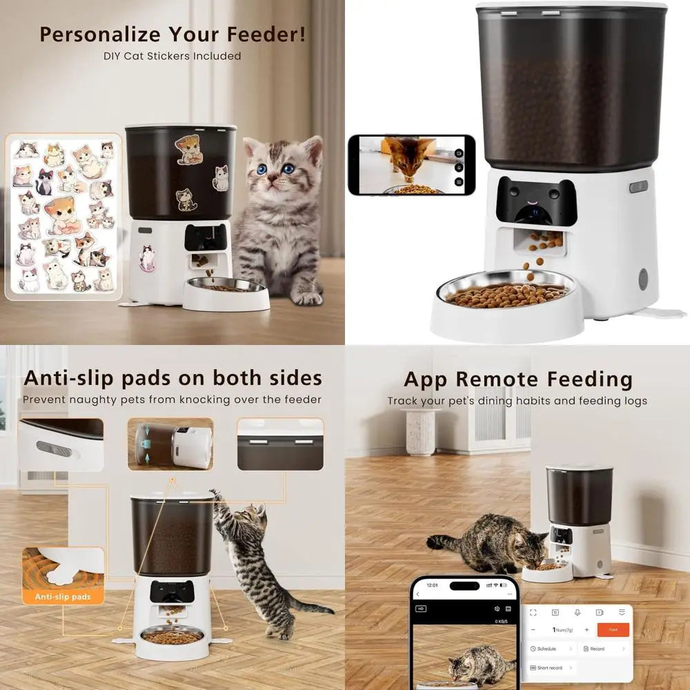 

Умная кормушка для домашних животных емкостью 4 л, Wi-Fi и управление через приложение, камера 1080P, ночное видение, голосовой вызов, обнаружение движения, двойное питание, Sta