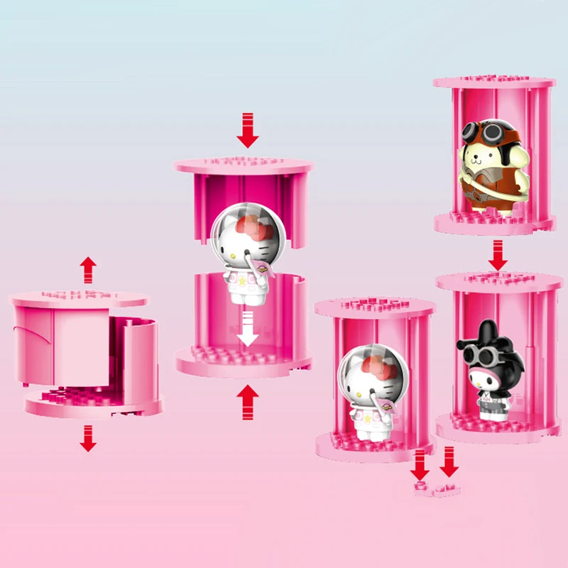 Ensemble de blocs de construction Hello Kitty édition 45e anniversaire, figurine de dessin animé Sanrio My Melody Kuromi, jouet Capsule, cadeau d'anniversaire pour enfants