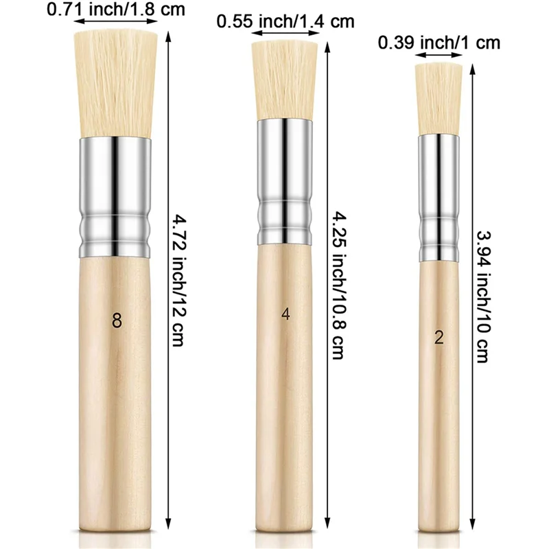 

Sensitive 12 Pcs Wooden Stencil Brushes Painting Bristle Brushes For Acrylic Watercolor Art Painting Project DIY Crafts, 3 Sizes