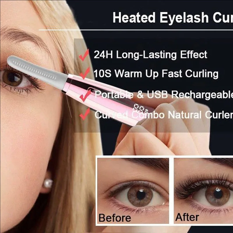 

Heated Eyelash Curler 3 Temp Settings USB Rechargeable Electric Eyelash Curler Natural Lash Lifting Makeup Beauty Tools