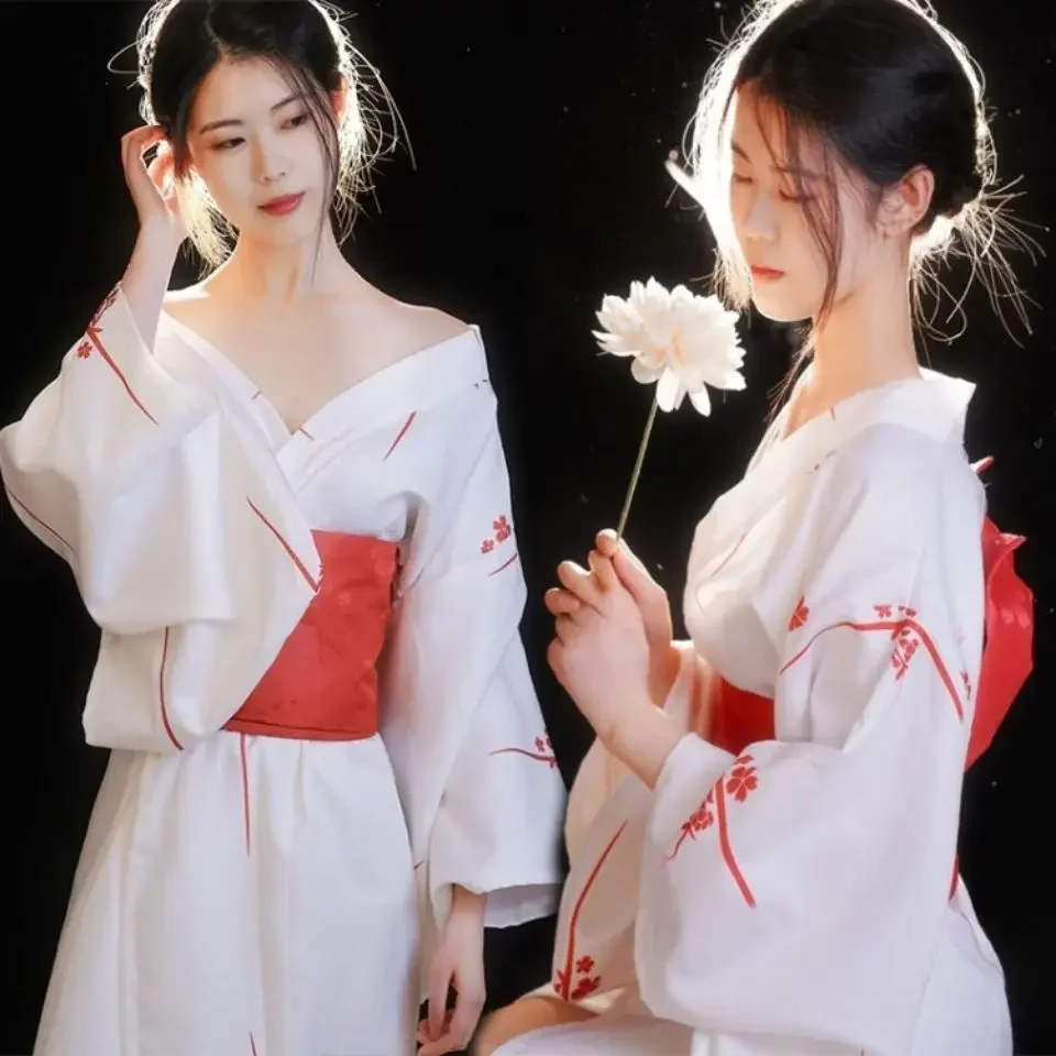 المرأة ثوب الكيمونو الياباني يوكاتا مع أوبي حفلة سهرة فستان السيدات الجيشا هاوري مرحلة أداء تأثيري حلي ملابس التصوير