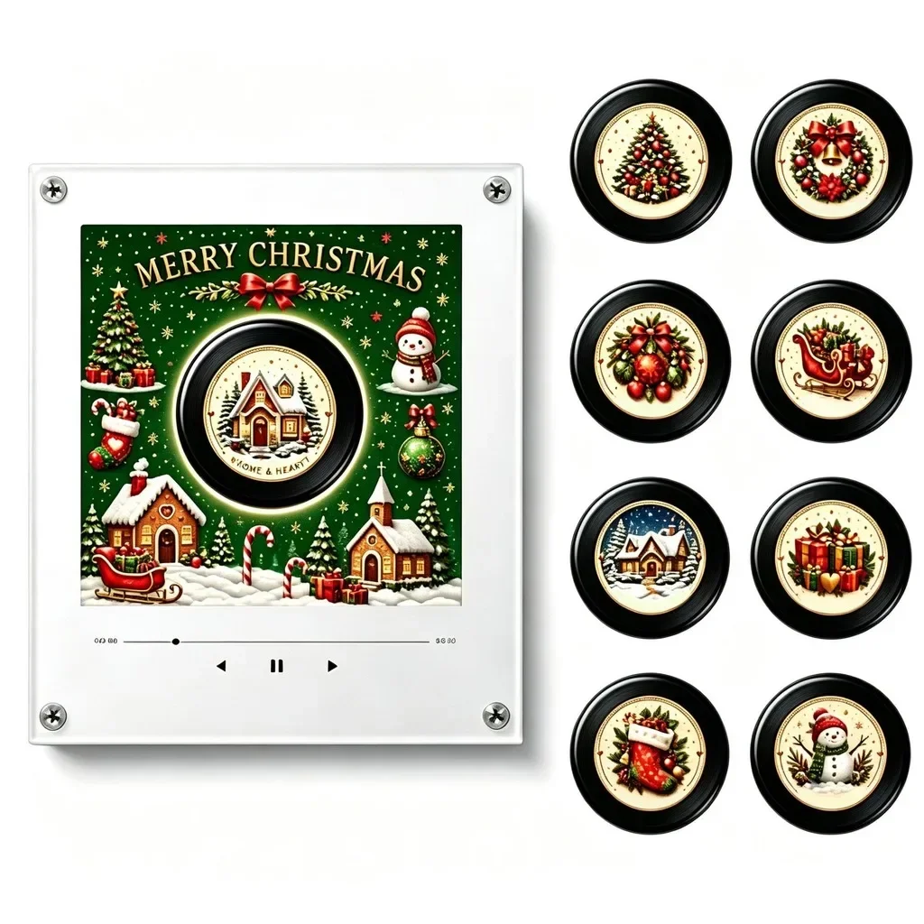 Christmas NFC Inductive Music Fridge Magnet Mini Vinyl Record Musical Ornament DIY Personalized Christmas Home Decor Xmas Gift