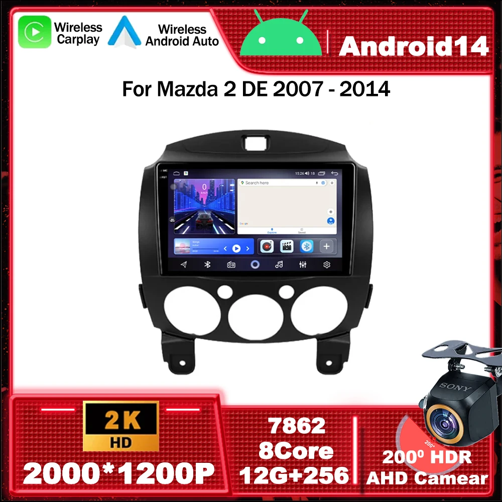 Android 14 számára Mazda 2 Delaware 2007 - 2014 autó Rádióadó Multimédia videó Játszadozó Kormánymű hifi GPS WIFI 4G had BT Szikratávirát android