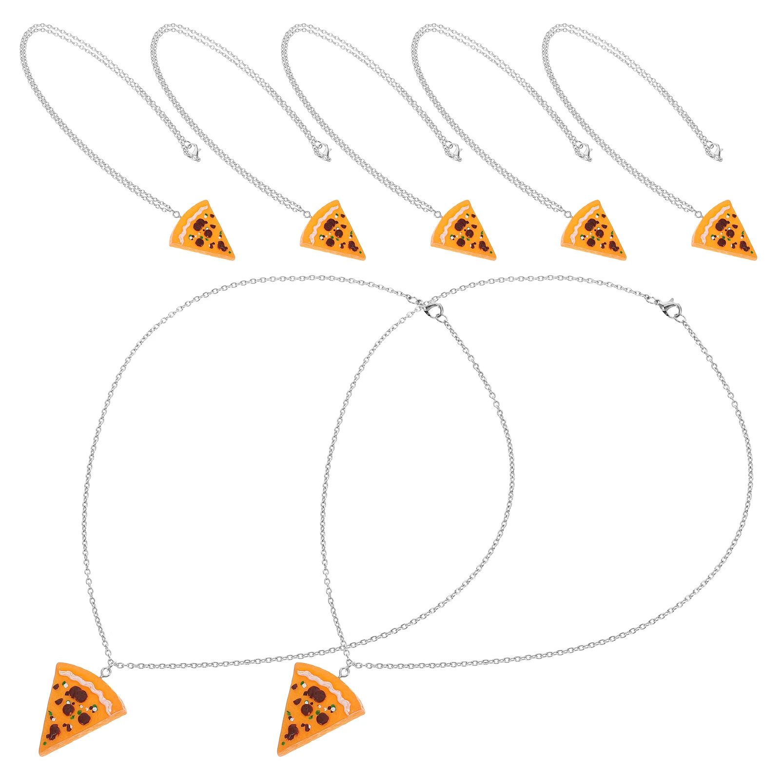 

7pcs Pizza Pendant Necklace Set Durable Friendship Jewelry For Women Stylish Charm Necklaces Party Favors Birthday Decorative
