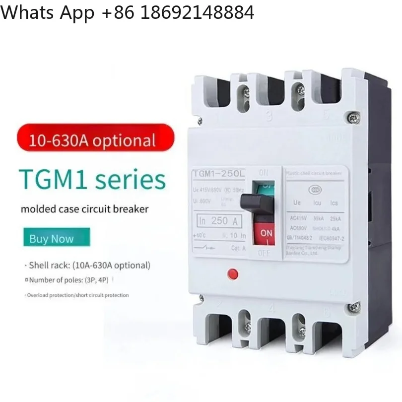 3P 4P Three Phase Air Circuit Breaker TGM1 Plastic Casing Moulded Case Switch Multiple Current Specs 1 Piece Price