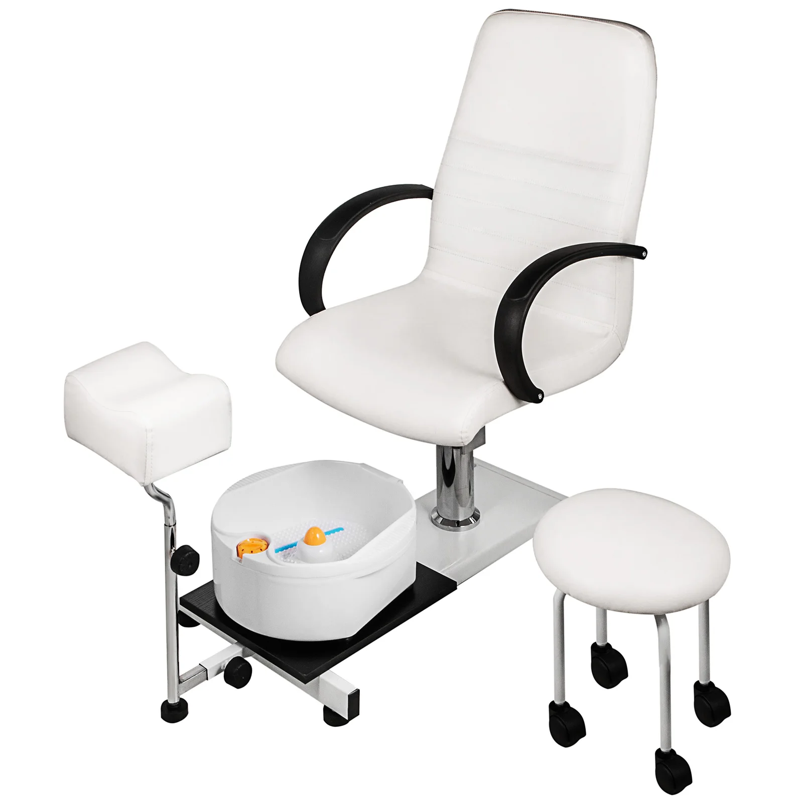 

VEVOR Hydraulic Lift Adjustable Spa Pedicure Unit with Easy-Clean Bubble Massage Foot bath White/Black Chair Salon Equipment