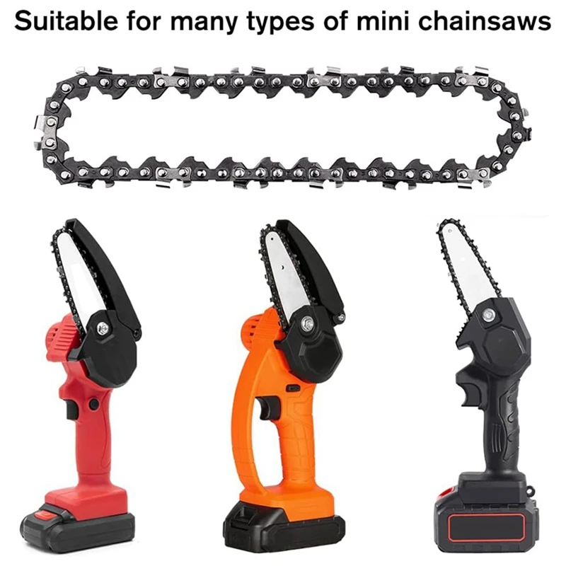 4Pcs Mini Chainsaw Chain 4 Inch Guide Saw Chain 1/4 LP Pitch, 28 Sections For Electric Protable Handheld Chain Saw Durable