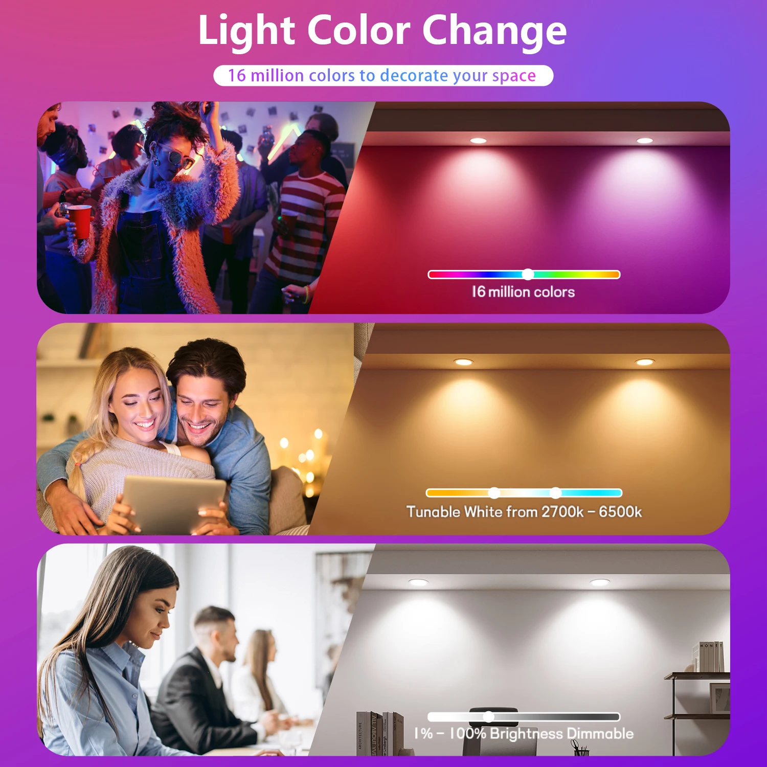 WiFi Smart LED Downlight Recessed Spotlight RGB Dimmable 5W Down Light Voice Control Work With Alexa Google Home