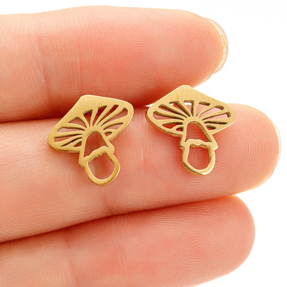

5pcs Stainless Steel Mushroom Pendant Delicate Necklace Charm Diy Jewelry Making Accessory Lightweight Craft Supply Hanging