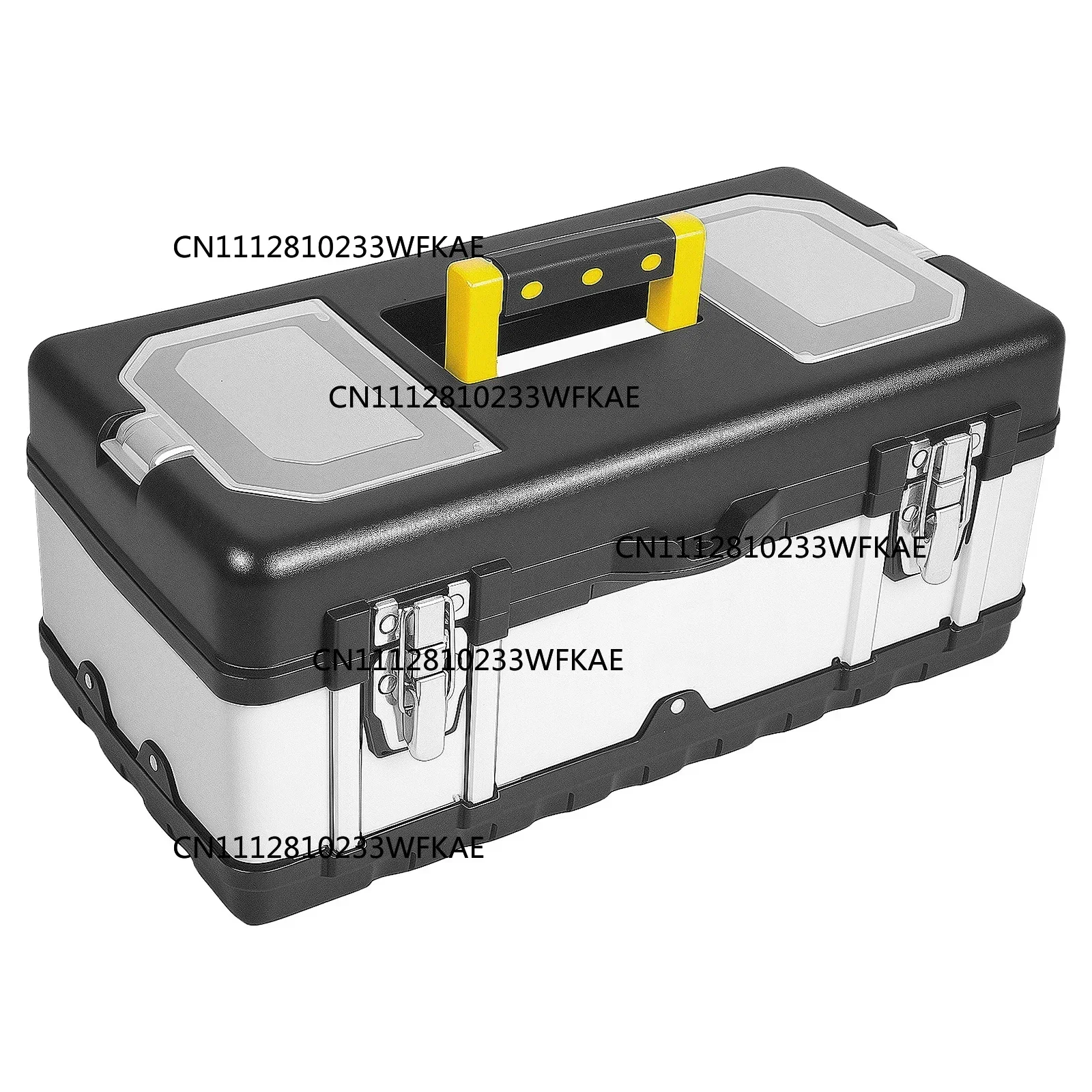 Portable Tool Box Heavy Duty Plastic and Stainless Steel Tool Storage Case with Removable Tray for Electrician Auto Repair