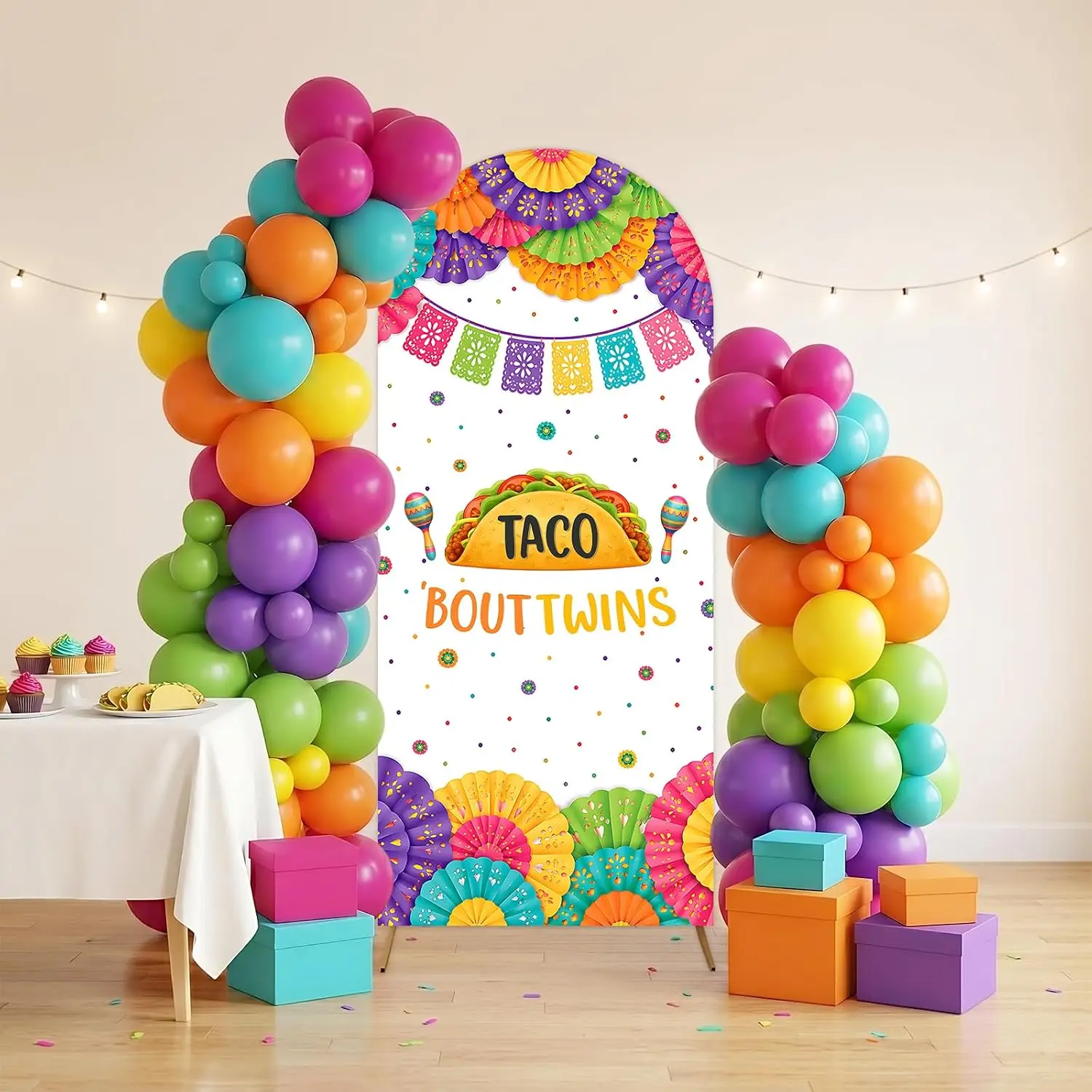Taco Bout Twins Baby Shower Background Decoration Mexican Fiesta Party Backdrop for Pregnancy Announcement Chiara Arch Cover