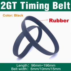 2GT Rubber Timing Belt Length 96 98 100 110 118 120 128 130 138 140 148 150 158 160 168 170  180 190 196mm 2GT Closed Loop Belts
