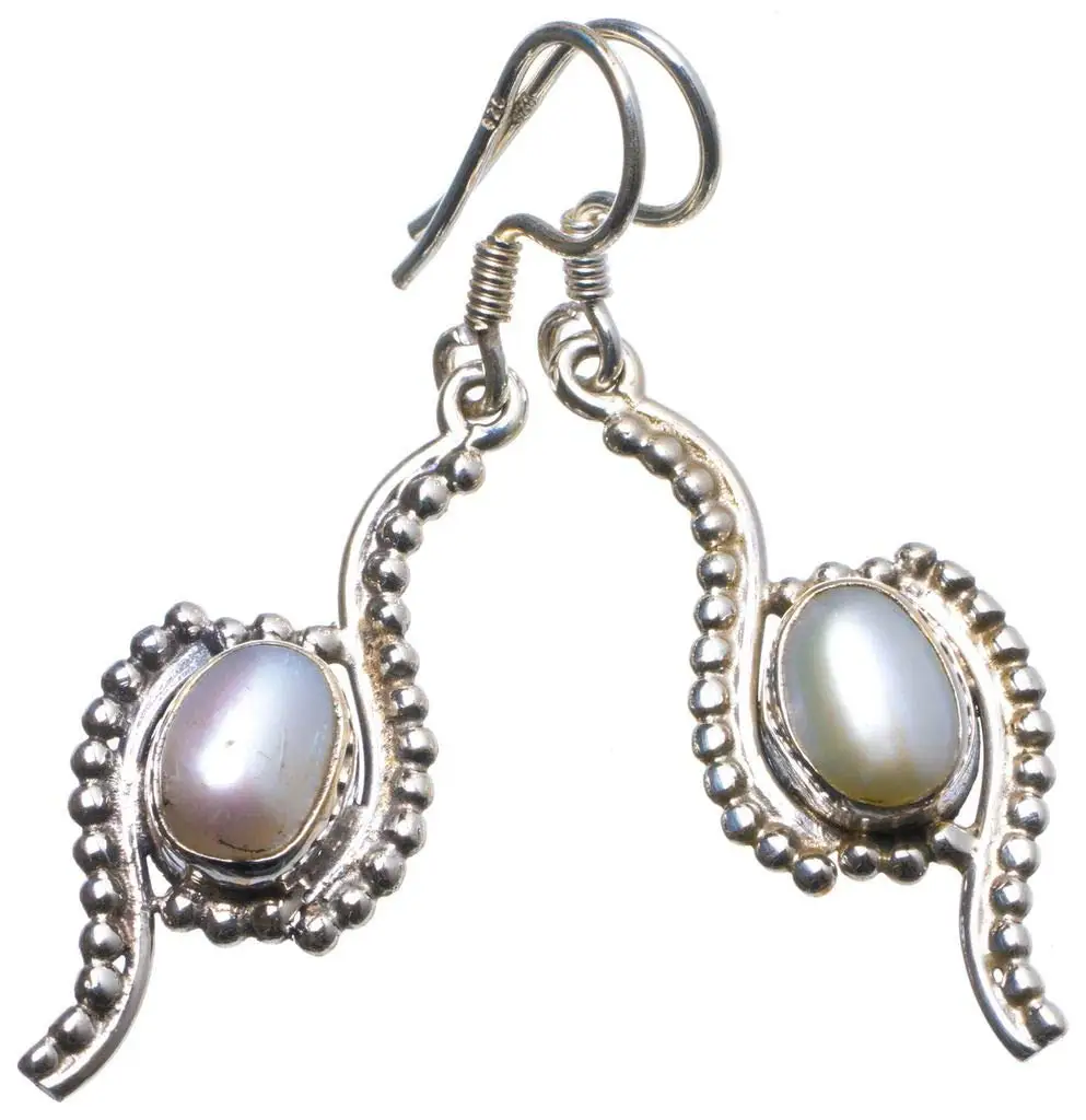 

StarGems® Natural River Pearl Handmade Unique 925 Sterling Silver Earrings 1.5" X3479