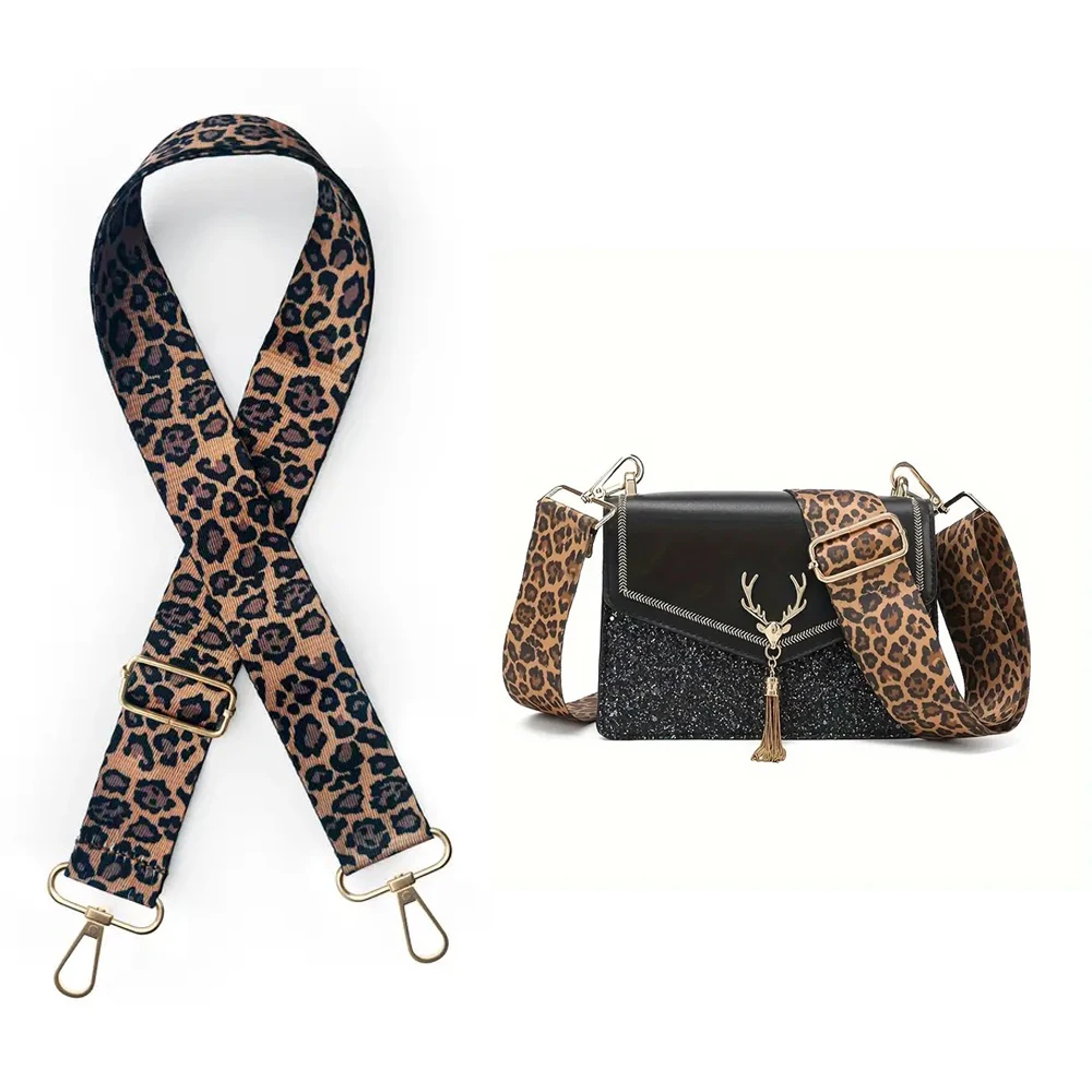 

Leopard Pattern Adjustable Strap, Removable Replacement Belt, Purse Colorful Wide Guitar Strap