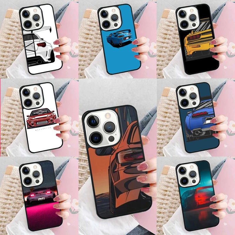 Cartoon car tail light JDM Soft Phone Case Cover for iPhone 16 Promax 15 Pro 13 14 Plus 11 12 Mini XR XS MAX Coque