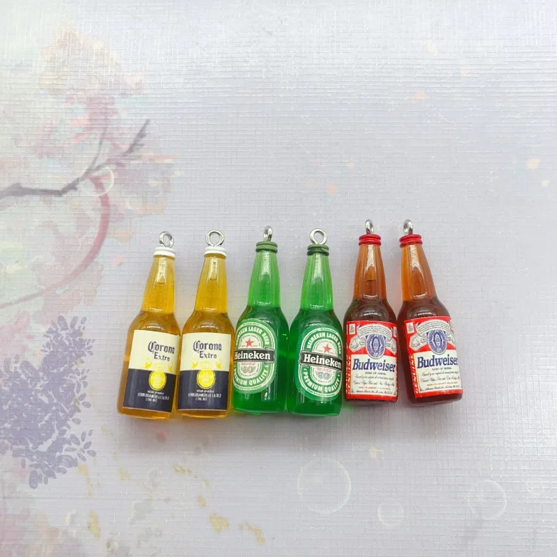 10pcs/lot 10*39mm Beer Bottle Resin Charms Bevarages Charms for Earrings Necklace Jewelry Making Supplies Diy Keychain Findings