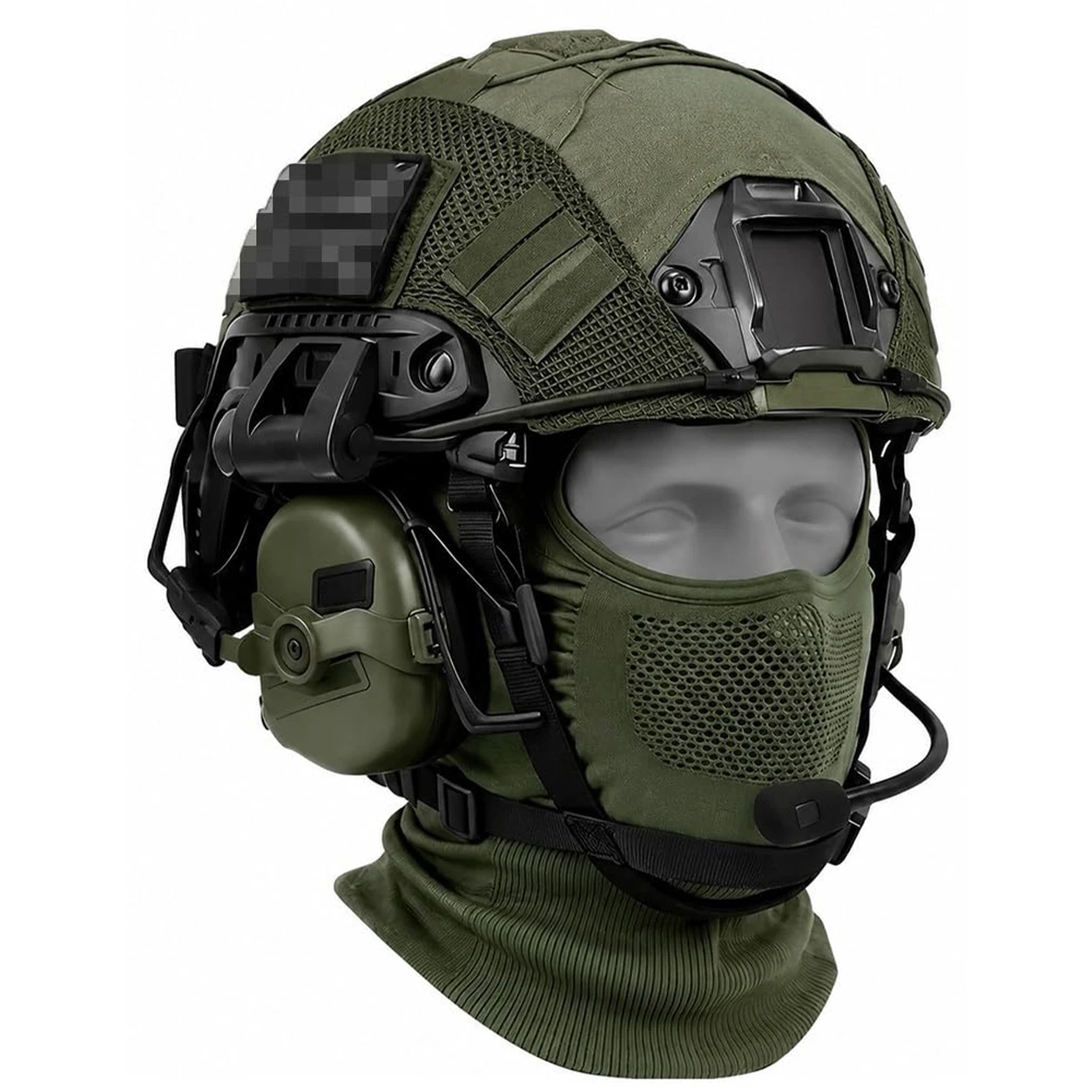FAST Tactical Airsoft Helmet Set Full Face Steel Mask with Headset Goggles Cover Protective Gear for Paintball CS Games