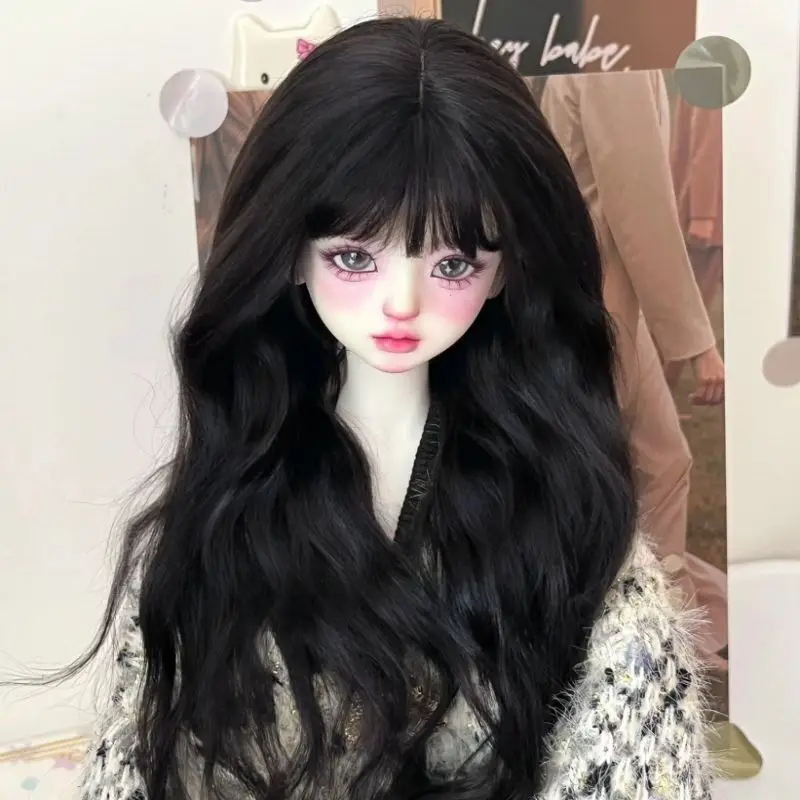 Perruque de poupée Bjd de 60/45/30cm, cheveux longs bouclés avec frange, jouets pour filles, habillage, maison de jeu, accessoires de poupée, sans poupée, 1/3 1/4 1/6