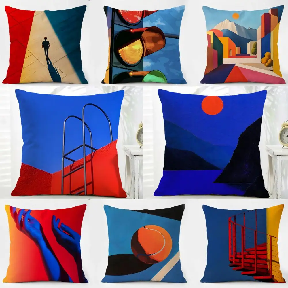 M-Minimalist Color Composition Cushion Cover Pillow Case Soft Friendly Fabric & Concealed Zipper