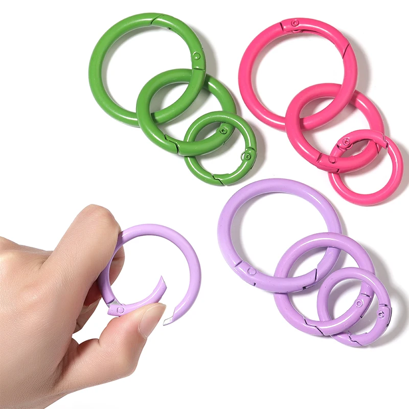 

5/10pcs 14 Colors Metal O Ring Spring Clasp Openable Round Carabiner Keychain Clips Outdoor Camping Keyring Snap Hook