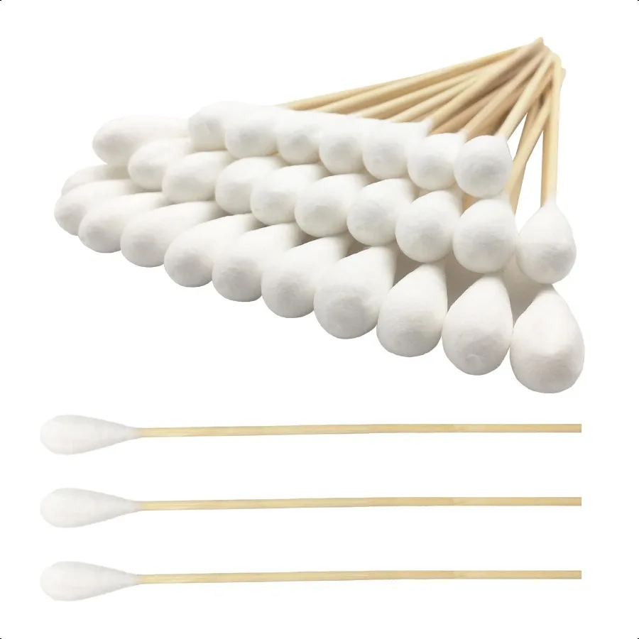 6 Inch Long Cotton Swabs Large Size 100pcs for Pets Gun Cleaning or Makeup