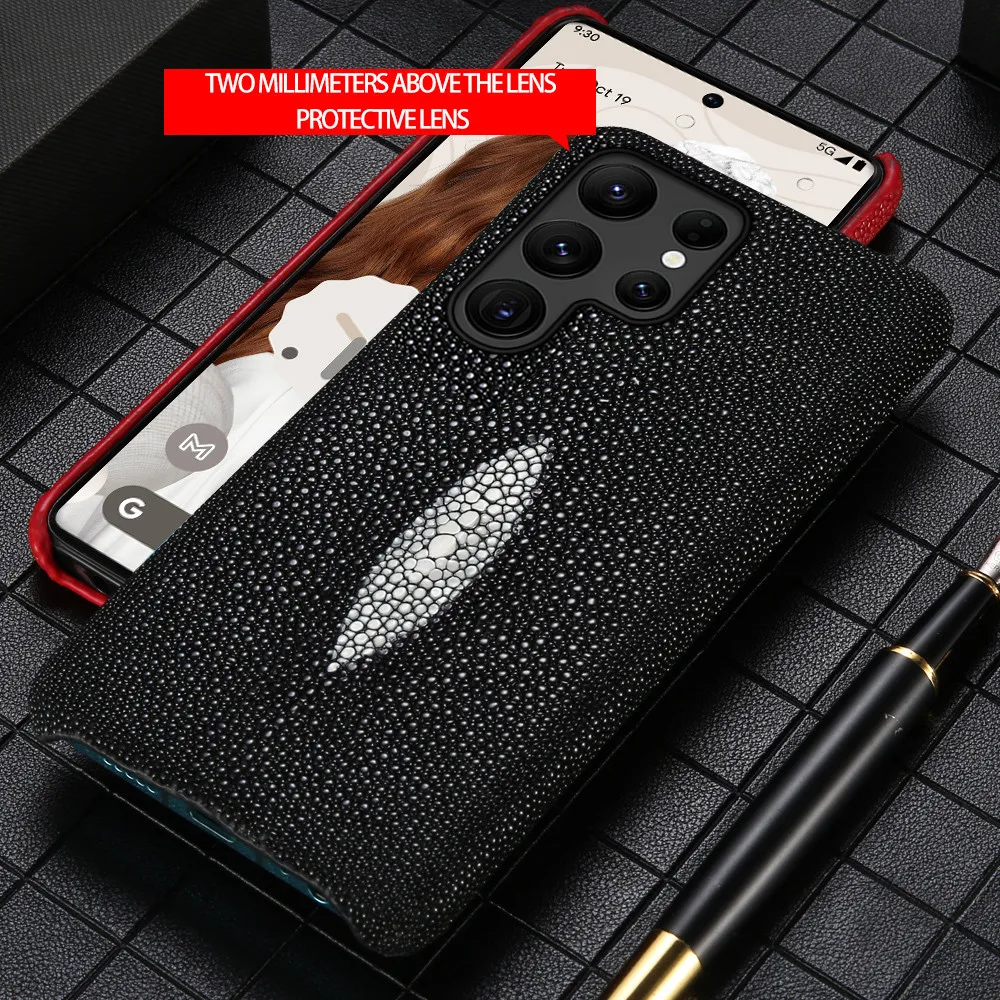 

Genuine Stingray Leather Phone Case for Samsung galaxy S 24 S24 Ultra S21 S22 S23 Ultra S22Ultra S24Ultra S24Plus A55 Back Cover