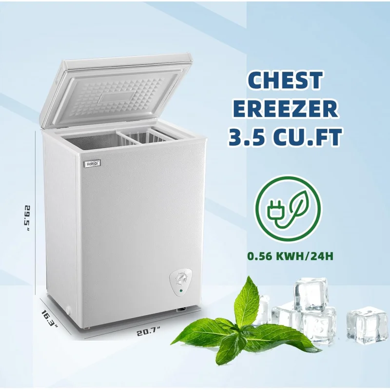 Chest Freezer Small Deep Freezer 3.5 Cu.Ft Freezers Top By Freezer Adjustable Thermostat Removable Basket Garage Base