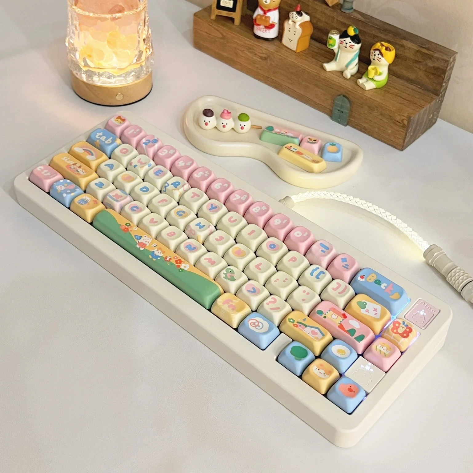 Schattige Kleuterschool Keycaps Eoprofiel Pbt Vijfzijdige Sublimatie Zachte Dopamine Sleutel Caps 141 Toetsen Cartoon Dier Keyboard Keyboard Cap