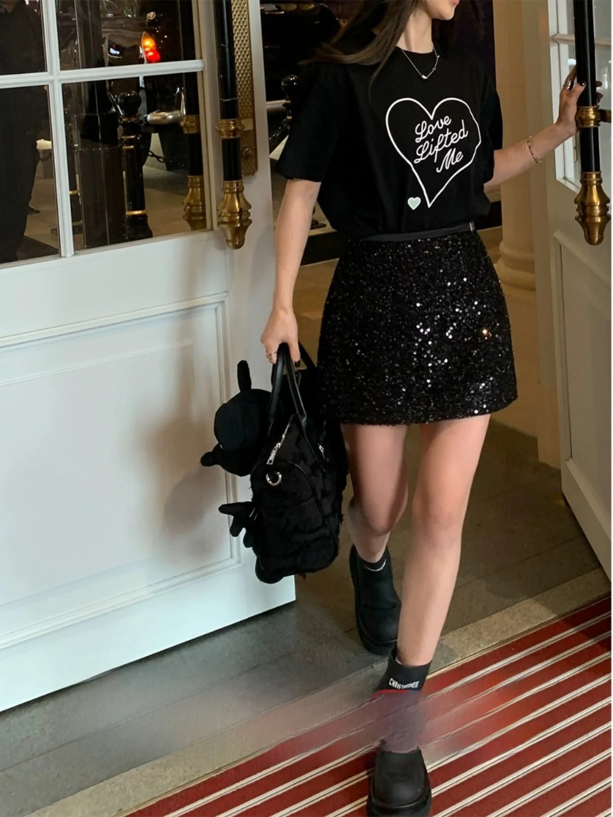 

iny Sequin High Waist Skirt Women's Summer New Sle Slimming ort A-Line Skirt Design Sensation Small ence Bodycon