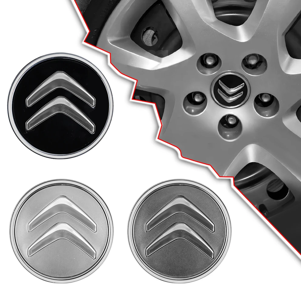 4 Uds. Tapas de centro de rueda de coche de 60mm, accesorios originales de tapa de cubo Citroen para Citroen C1 C3 C4L VTS C-ELYSEE C5 C6 C2 C4 Picasso