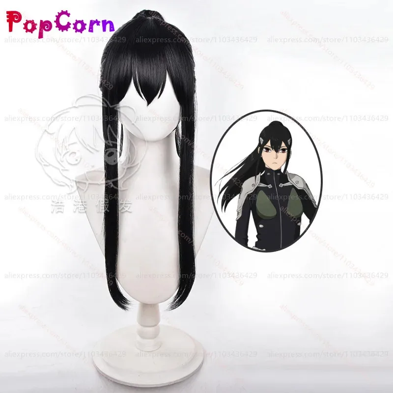 

aa124LQAshiro Mina женские 65 см длинные волосы с хвостиком черный парик аниме косплей термостойкие синтетические парики