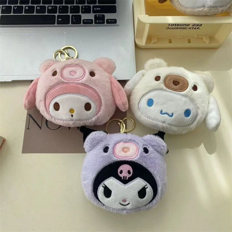 Llavero de Peluche de Dibujos Animados Sanrio, Monedero Kawaii Kuromi My Melody, Bolsa para Monedas, Colgante para Mochila de Estudiante Cinnamoroll, Regalos para Niñas