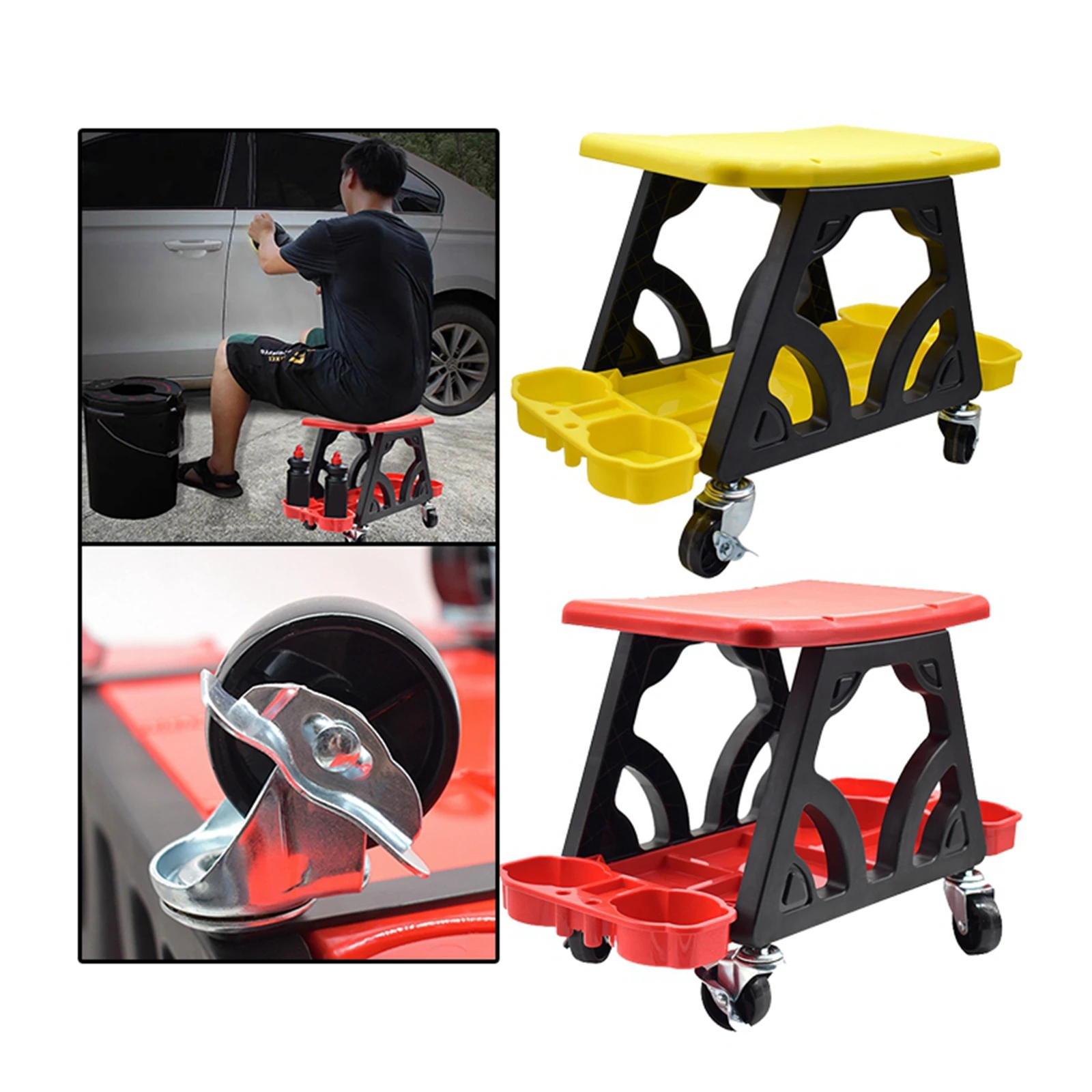 Car Detailing Stool Chair Bench Mechanic Stool with Storage Tray