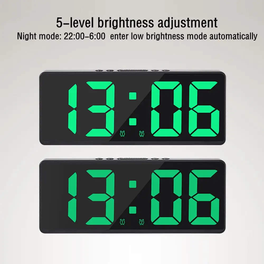 Teperature Snooze Night Mode Desktop Table Clock Voice Control Digital Alarm Clock 12/24H Anti-disturb Funtion LED Clocks Watch